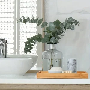 Bambu serveringsbricka – badrumsorganisator, 1-delars/2-delars/3-delars set