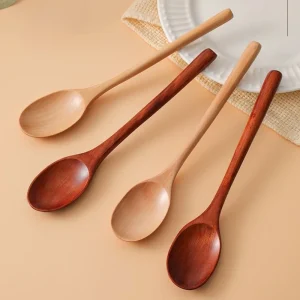 Japansk stil träslev med långt handtag – lång sked för ramen och vardagsbruk