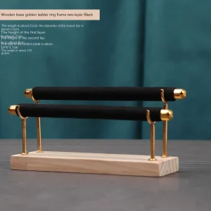 Flerskikts ringdisplayställ i massivt trä med avtagbar metallspong-stav ringhållare 26 Flerskikts ringdisplayställ i massivt trä med avtagbar metallspong-stav ringhållare