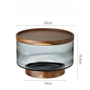 Fruktfat av akaciaträ och glas med hög fot – salladsskål och serveringsfat 33 Fruktfat av akaciaträ och glas med hög fot – salladsskål och serveringsfat