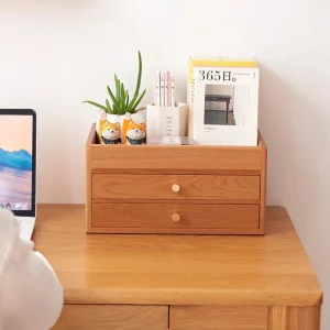 Skrivbordsskåp i massivt körsbärsträ med två lådor 11 Skrivbordsskåp i massivt körsbärsträ med två lådor