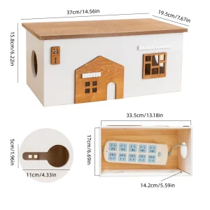 Träbaserad kabelorganisator för skrivbord – två storlekar