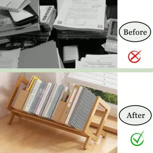 Skrivbordshylla i bambu – liten dekorativ bokhylla och förvaringshylla för vardagsrum