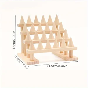 Träkonisk ringdisplayhållare – Smyckesdisplay med träbas