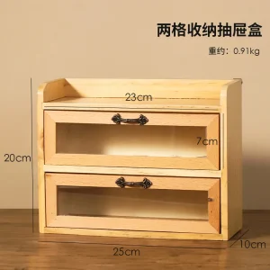 Skrivbordskorg i trä med lådor – Retro förvaring för smycken, makeup och småsaker 27 Skrivbordskorg i trä med lådor – Retro förvaring för smycken, makeup och småsaker