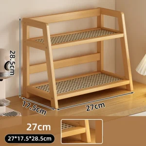 Träförvaringshylla i A-form med tre våningar – display/kryddhylla för kök, skrivbord och sminkförvaring