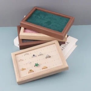 Trä Smyckesförvaringslåda – Ringdisplay och Örhänge/Armbandsdisplay