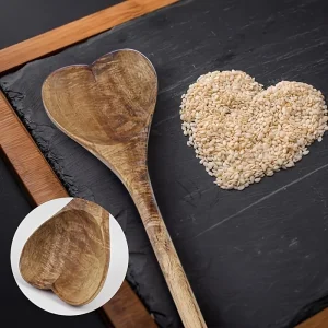 Acacia-trä Hjärtformad Serveringssked – Liten Honungs-/Rörsked för Kaffeblandning