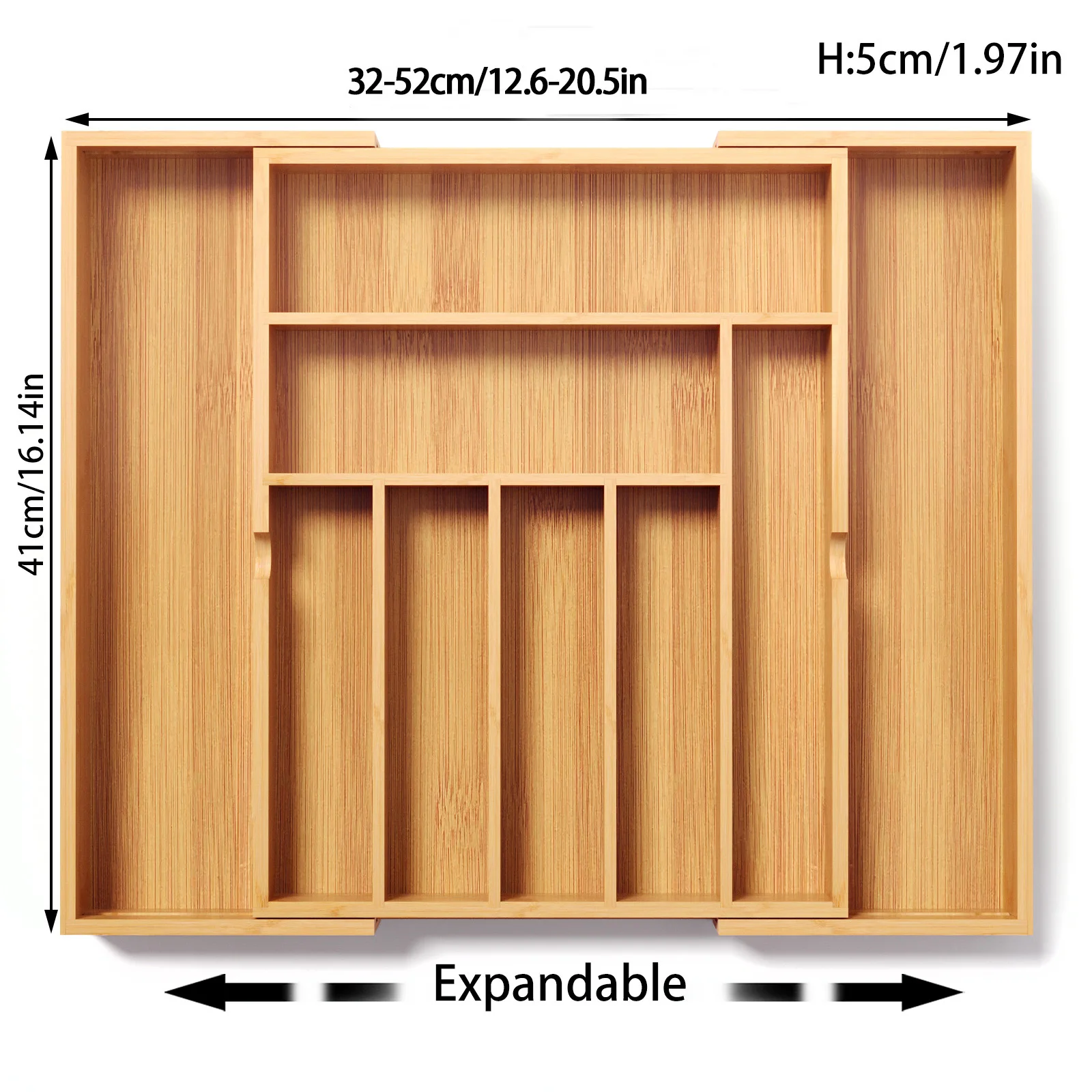 Multigrids bambuförvaringslåda med utdragbar låda för bestick och köksredskap 6 Multigrids bambuförvaringslåda med utdragbar låda för bestick och köksredskap - Bild 6