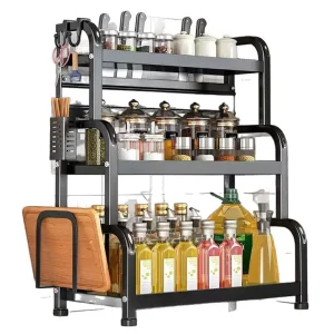 Modernt kryddställ för kök – bänkskivans förvaringshylla med tre våningar 22 Modernt kryddställ för kök – bänkskivans förvaringshylla med tre våningar