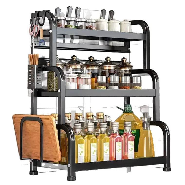 Modernt kryddställ för kök – bänkskivans förvaringshylla med tre våningar 5 Modernt kryddställ för kök – bänkskivans förvaringshylla med tre våningar - Bild 5