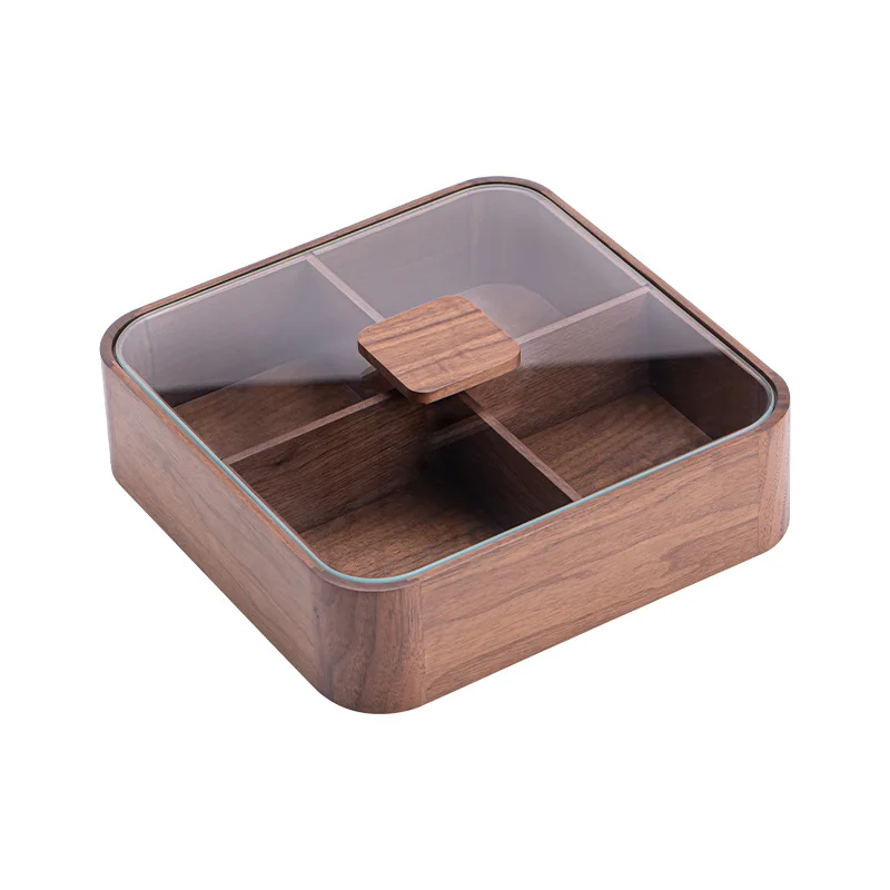 Fruktfat i svart valnöt med lock och fyra fack – ny kinesisk stil 6 Fruktfat i svart valnöt med lock och fyra fack – ny kinesisk stil - Bild 6