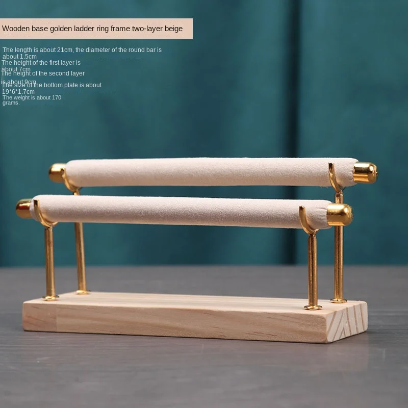 Flerskikts ringdisplayställ i massivt trä med avtagbar metallspong-stav ringhållare 17 Flerskikts ringdisplayställ i massivt trä med avtagbar metallspong-stav ringhållare - Bild 17