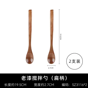 Träsked med långt skaft – liten sked för kaffe och blandning i naturligt trä