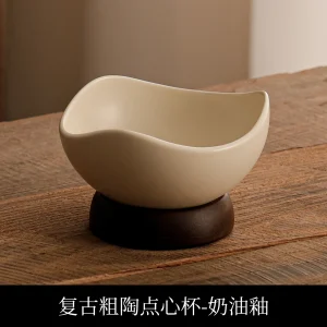 Medeltidsinspirerad keramikskål och dessertskål – grov keramik, frukt- och desserttallrik