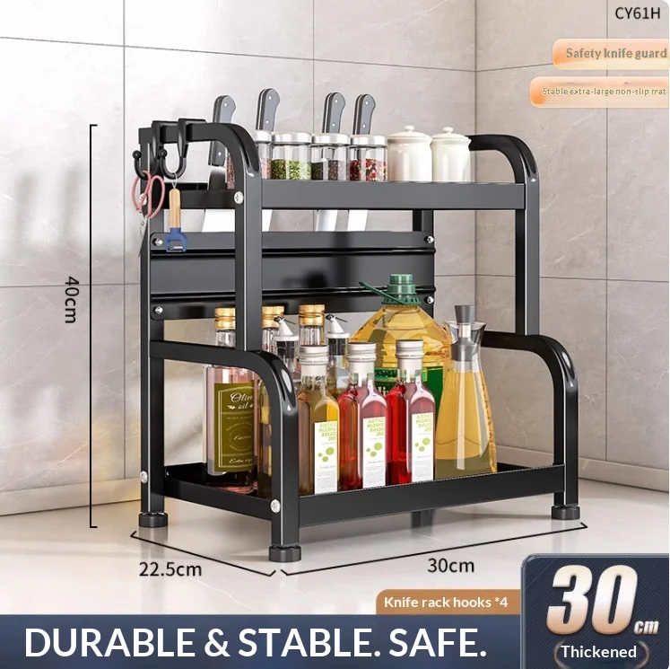 Modernt kryddställ för kök – bänkskivans förvaringshylla med tre våningar 6 Modernt kryddställ för kök – bänkskivans förvaringshylla med tre våningar - Bild 6