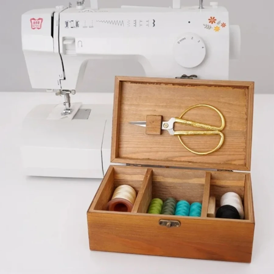 Träförvaringslåda med lock – multifackad sy- och hobbyorganisator i vintage stil 2 Träförvaringslåda med lock – multifackad sy- och hobbyorganisator i vintage stil - Bild 2