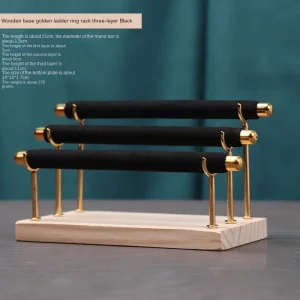 Flerskikts ringdisplayställ i massivt trä med avtagbar metallspong-stav ringhållare 30 Flerskikts ringdisplayställ i massivt trä med avtagbar metallspong-stav ringhållare