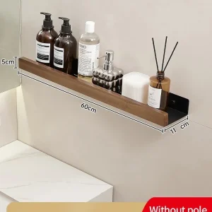 Hörnhylla i trä- och aluminium för badrum – väggmonterad