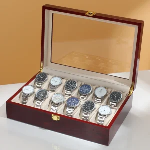 Lyxig träbox för klockor – Boxar i 2/3/5/6/10/12 rutnät