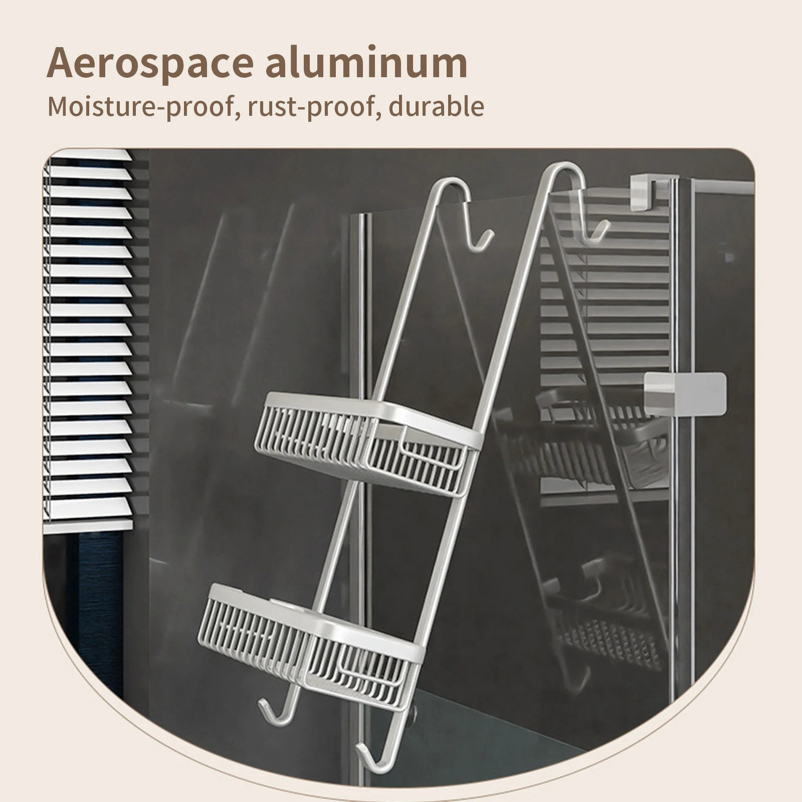 2-lagers duschhylla i metall – hörnmonterad väggförvaring med två korgar 5 2-lagers duschhylla i metall – hörnmonterad väggförvaring med två korgar - Bild 5