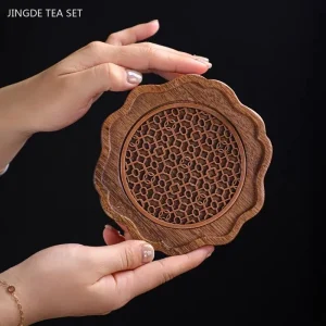 Traditionell tebricka i valnötsträ med tekanna och tekopp – solid träbas för hemmet och kontoret 11 Traditionell tebricka i valnötsträ med tekanna och tekopp – solid träbas för hemmet och kontoret