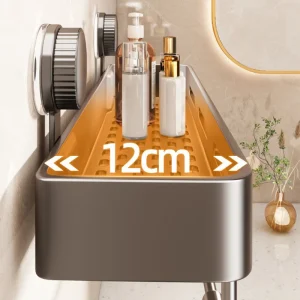 Sugkoppsmonterad väggförvaringshylla för badrum – hörnmontering utan borr