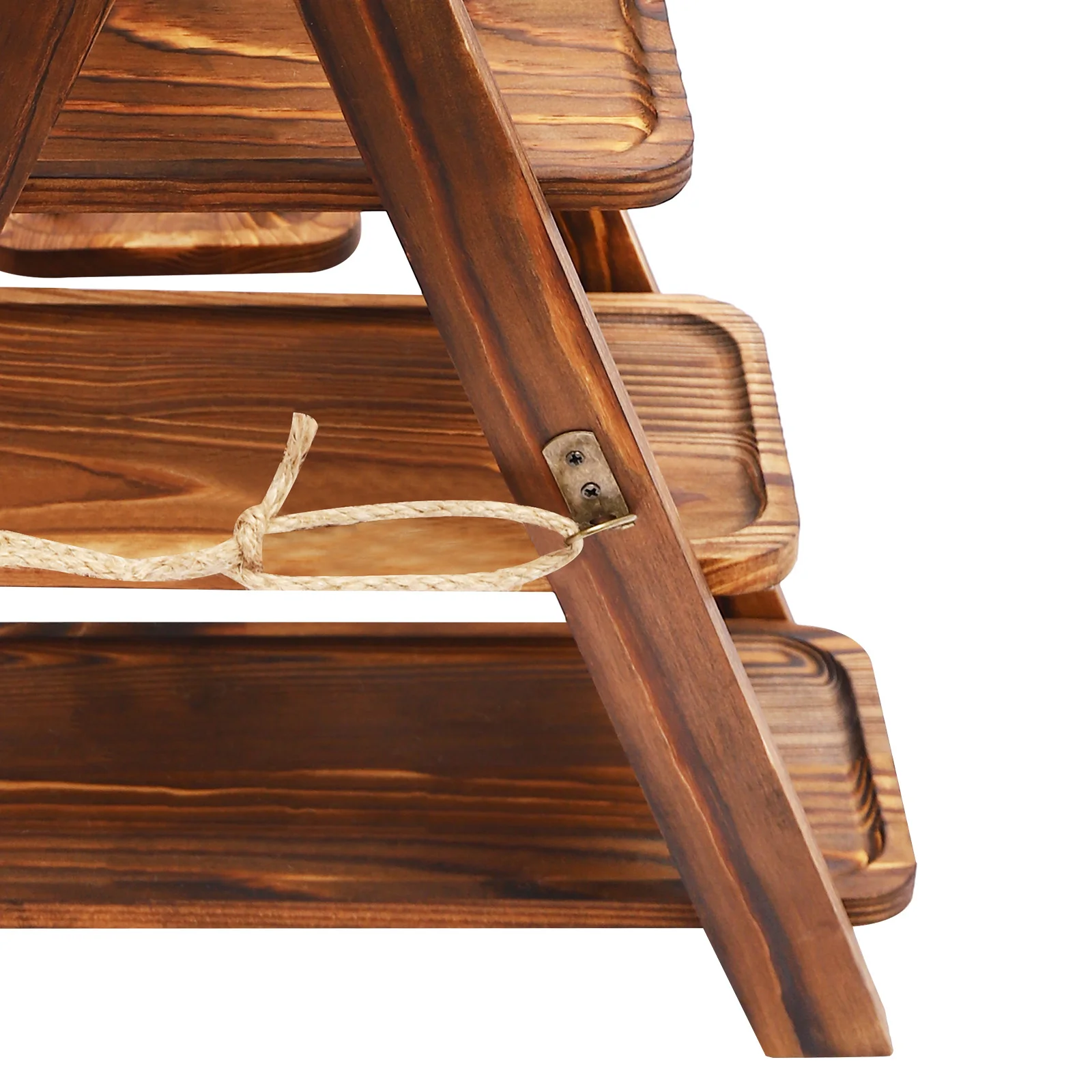 Träserveringsställ med dubbla tre-nivåer och höjdjusterbar svängplatta 6 Träserveringsställ med dubbla tre-nivåer och höjdjusterbar svängplatta - Bild 6