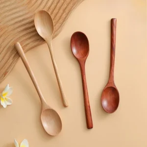 Japansk stil träslev med långt handtag – lång sked för ramen och vardagsbruk