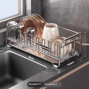 Diskställ i 304 rostfritt stål – tallrik- och kopp-torkställ för köket