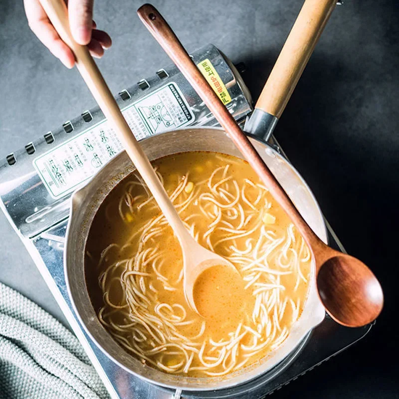 Lång träslev i lotus-trä – naturlig kaffestav, te- och dessertsked med rund skål för soppa och kök 5 Lång träslev i lotus-trä – naturlig kaffestav, te- och dessertsked med rund skål för soppa och kök - Bild 5