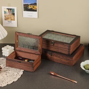 Träförvaringslåda i retrostil med begonier – mångsidig låda för förvaring och hemdekoration