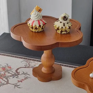 Fransk vintagestil spetsmönstrad träbricka – hög bricka för doftljus och dekor