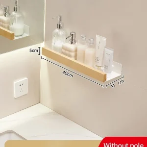 Hörnhylla i trä- och aluminium för badrum – väggmonterad