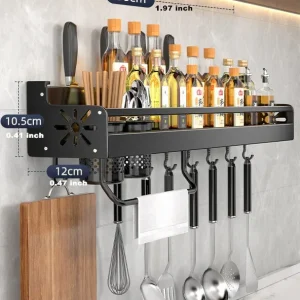 Väggmonterad köksskryddförvaring och knivställ