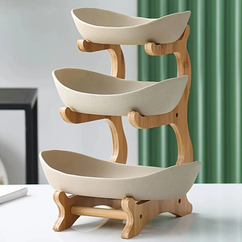 Fruktfat med våningar – staplingsbart fat för vardagsrum (plast + trä) 5 Fruktfat med våningar – staplingsbart fat för vardagsrum (plast + trä) - Bild 5