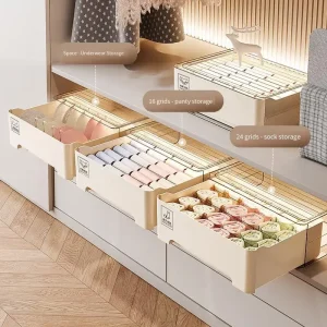 Alternative view of PET-låda för underkläder – stapelbar garderobsorganisator med utdragbara fack