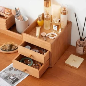 Skrivbordsskåp i massivt körsbärsträ med två lådor 12 Skrivbordsskåp i massivt körsbärsträ med två lådor