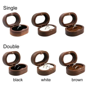 Retro oval trä smyckesbox – ringdisplay och förvaringslåda