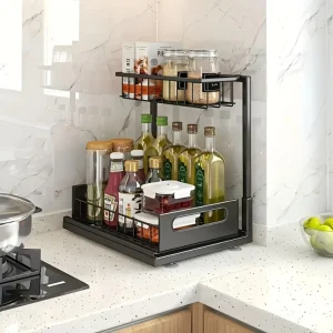 Alternative view of Under vasken-organisatörer i metall med utdragbar låda – förvaring under disk i köket