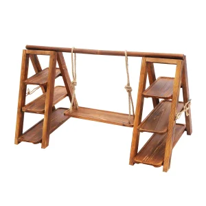 Alternative view of Träserveringsställ med dubbla tre-nivåer och höjdjusterbar svängplatta