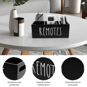 3‑facks träförvaringslåda för fjärrkontroller – för vardagsrum och småsaker