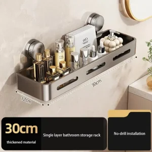 Sugkoppsmonterad väggförvaringshylla för badrum – hörnmontering utan borr