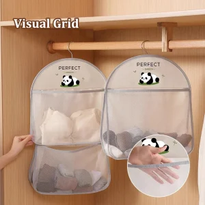 Nätförvaringshängväska för underkläder och strumpor – garderobsorganisatör med krok, 1/2/3 lager