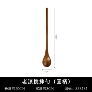 Träsked med långt skaft – liten sked för kaffe och blandning i naturligt trä