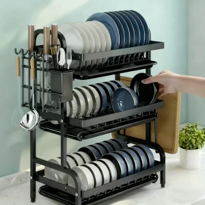 Stor två- till trevånings vertikalt diskställ/bestickhållare, köksförvaringsställ med snabb avrinning, kniv- och gaffelhållare samt skärbrädesförvaring – tungt multifunktionellt metallförvaringsställ för tallrikar, skålar och köksredskap 8 Stor två- till trevånings vertikalt diskställ/bestickhållare, köksförvaringsställ med snabb avrinning, kniv- och gaffelhållare samt skärbrädesförvaring – tungt multifunktionellt metallförvaringsställ för tallrikar, skålar och köksredskap