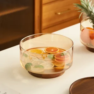 Alternative view of Fruktfat av akaciaträ och glas med hög fot – salladsskål och serveringsfat