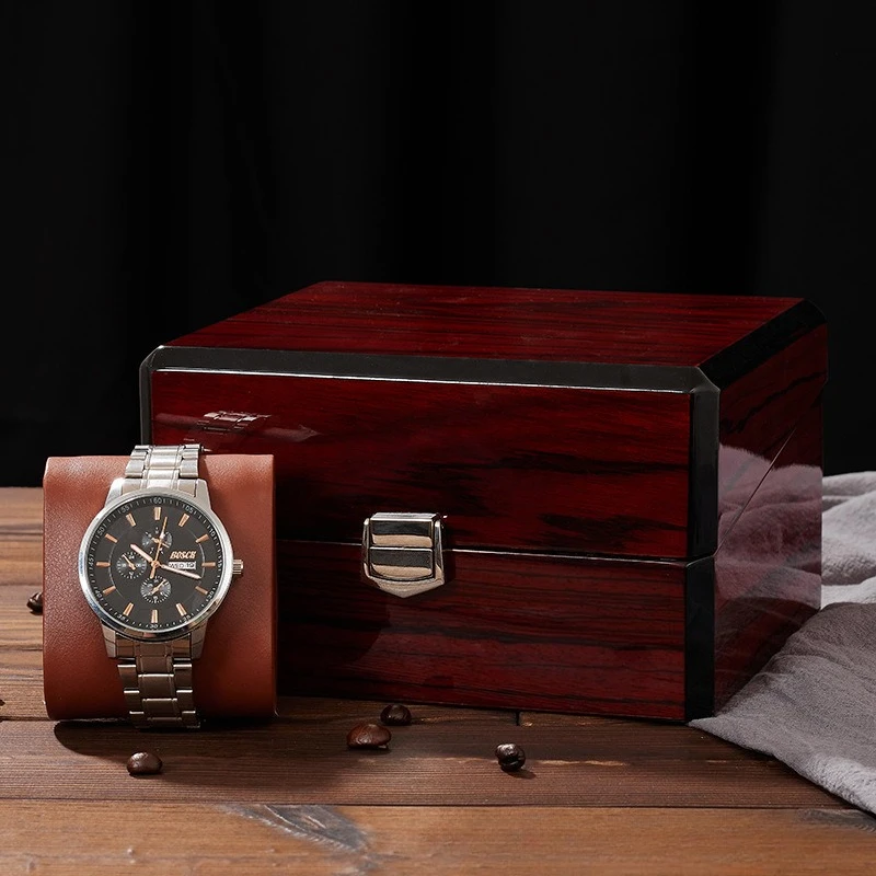 Lyxig svart klock- och smyckesbox i trä med högblank piano-lackering 3 Lyxig svart klock- och smyckesbox i trä med högblank piano-lackering - Bild 3