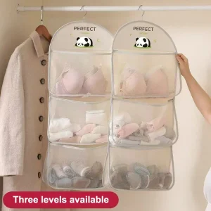 Nätförvaringshängväska för underkläder och strumpor – garderobsorganisatör med krok, 1/2/3 lager