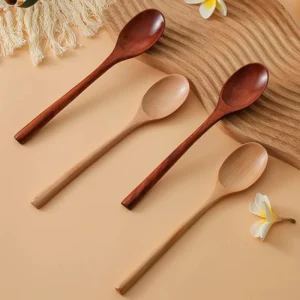 Japansk stil träslev med långt handtag – lång sked för ramen och vardagsbruk